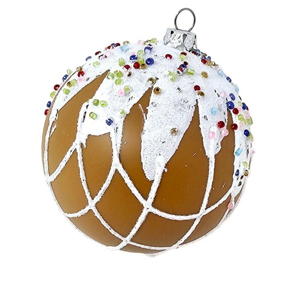 Frosted Gingerbread with Sprinkles Ball Christmas Ornaments (Set of 4) - Picture 3 of 5